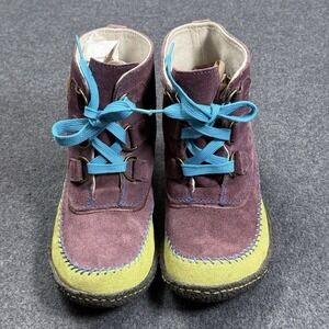 Sorel Suede Lace Up Boots Womens 7 Colorblock Crepe Sole Moc Toe